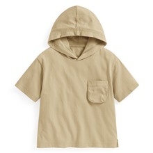 純棉寬版口袋連帽上衣-童