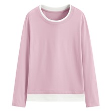 輕柔嫘縈配色長袖T恤-女