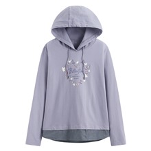 假兩件印花連帽T恤-女