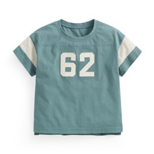 純棉文字寬版拼接T恤-童