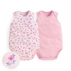 純棉網眼無袖印花包臀衣(2入)-Baby