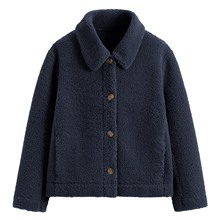 仿羊羔絨翻領外套-女