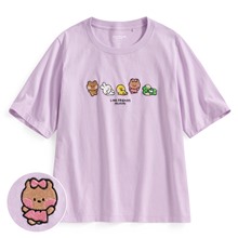LINE FRIENDS minini寬版電繡T恤-04-女