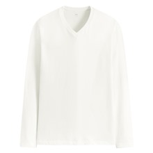 純棉V領長袖T恤-男