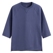 純棉厚寬版七分袖T恤-男