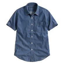 輕型牛仔短袖襯衫-男