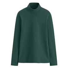 磨毛羅紋立領長袖T恤-女