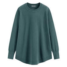 柔軟寬長版圓領毛衣-女