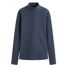 羅紋立領長袖T恤-女