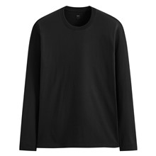 純棉圓領長袖T恤-男