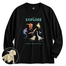 Jurassic World寬版長袖印花T恤-01-男