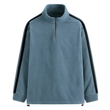 Fleece側邊線條半開襟寬版上衣-男