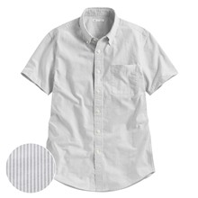 牛津條紋短袖襯衫-男