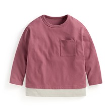 純棉口袋拼接上衣-童