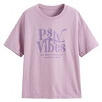 竹節棉落肩寬版文字T恤-女