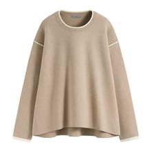 柔軟配色寬版毛衣-女