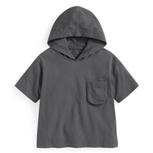 純棉寬版口袋連帽上衣-童