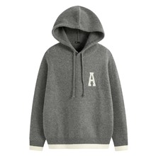 粗針混紡寬版連帽毛衣-女