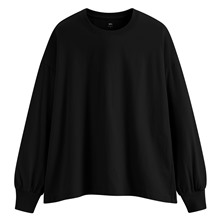 棉質寬鬆泡泡袖上衣-女