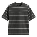 純棉寬版條紋圓領T恤-男