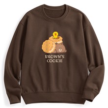 LINE FRIENDS毛圈寬版印花圓領衫-02-女