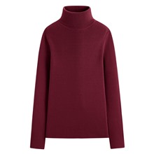 柔軟羅紋高領毛衣-女