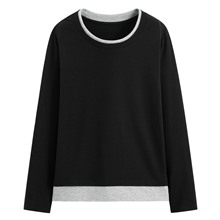 輕柔嫘縈配色長袖T恤-女