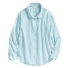 棉質透膚長袖襯衫-女