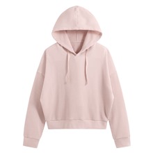 華夫格寬短版連帽上衣-女