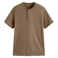 竹節棉亨利領T恤-男