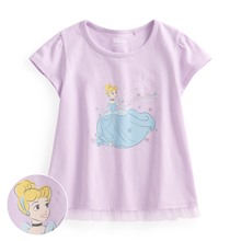 迪士尼系列網紗拼接印花T恤-47-童