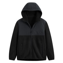 仿羊羔絨拼接連帽外套-男