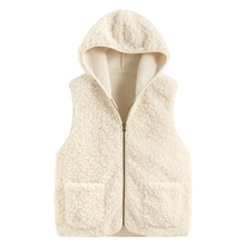 仿羊羔絨連帽背心-女
