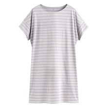 柔滑棉條紋寬鬆洋裝-女