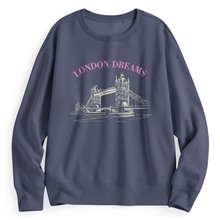 英倫插畫刷毛印花圓領衫-女