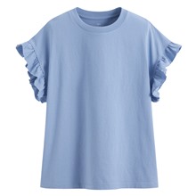 純棉粗紡荷葉袖上衣-女