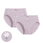 棉質印花中腰內褲(2入)-女