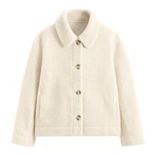 仿羊羔絨翻領外套-女