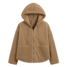 仿羊羔絨連帽外套-女