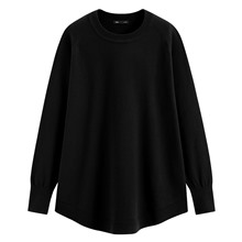 柔軟寬長版圓領毛衣-女