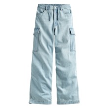 工裝牛仔寬褲-女