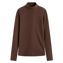 羅紋立領長袖T恤-女