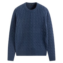 麻花圓領毛衣-男