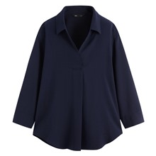 嫘縈開領七分袖襯衫-女