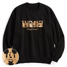 迪士尼系列毛圈寬版印花圓領衫-02-女