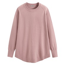 柔軟寬長版圓領毛衣-女