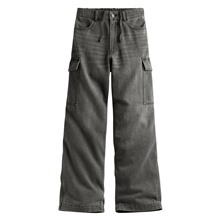 工裝牛仔寬褲-女