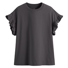 純棉粗紡荷葉袖上衣-女