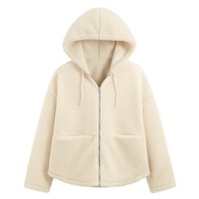 仿羊羔絨連帽外套-女