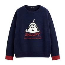 史努比系列粗針混紡毛衣-女